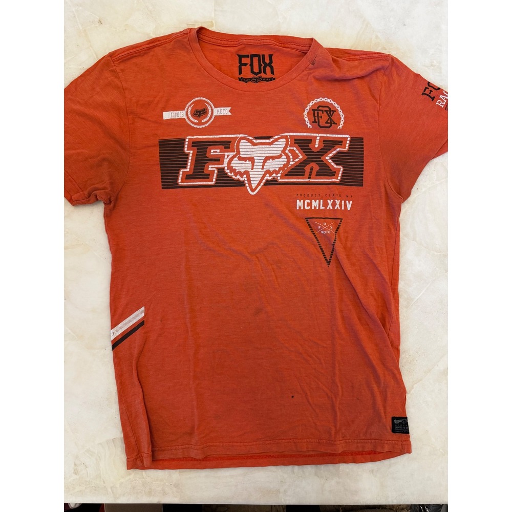 Fox Racing Premium Mens Orange Graphic T-Shirt Motocross MX Size L